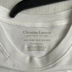 Christian Lacroix Men's White Soft 100% Pima Cotton T Shirt Crew Neck Classic